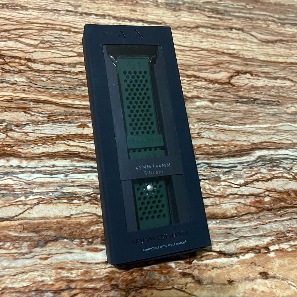 Armani Exchange Military Green Silicone Apple Watch Band 42mm/44mm